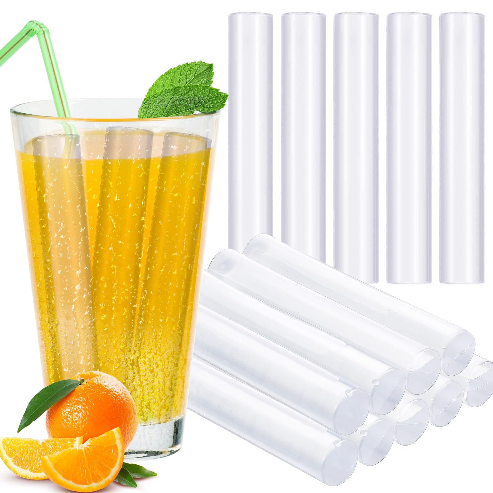 RimCereal 20 Pcs Reusable Ice Cube Ice Sticks Plastic Ice Cube Washable Permanent Non Melting Water Bottle Ice Stick for Drinks Water Bottles Whiskey