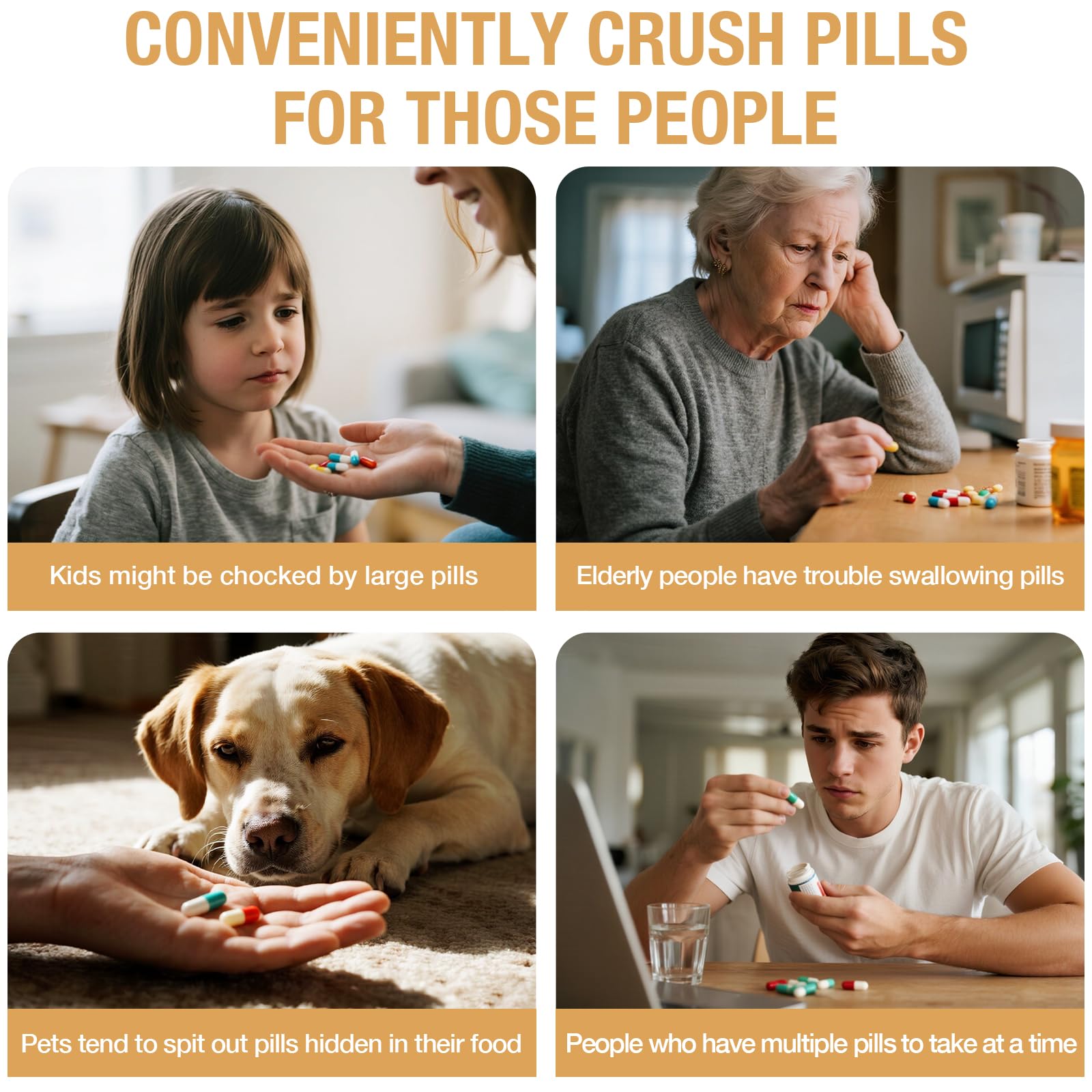 Small Portable Pill Crusher Grinder to Fine Powder for Elderly (Wood) — Amazon image 4