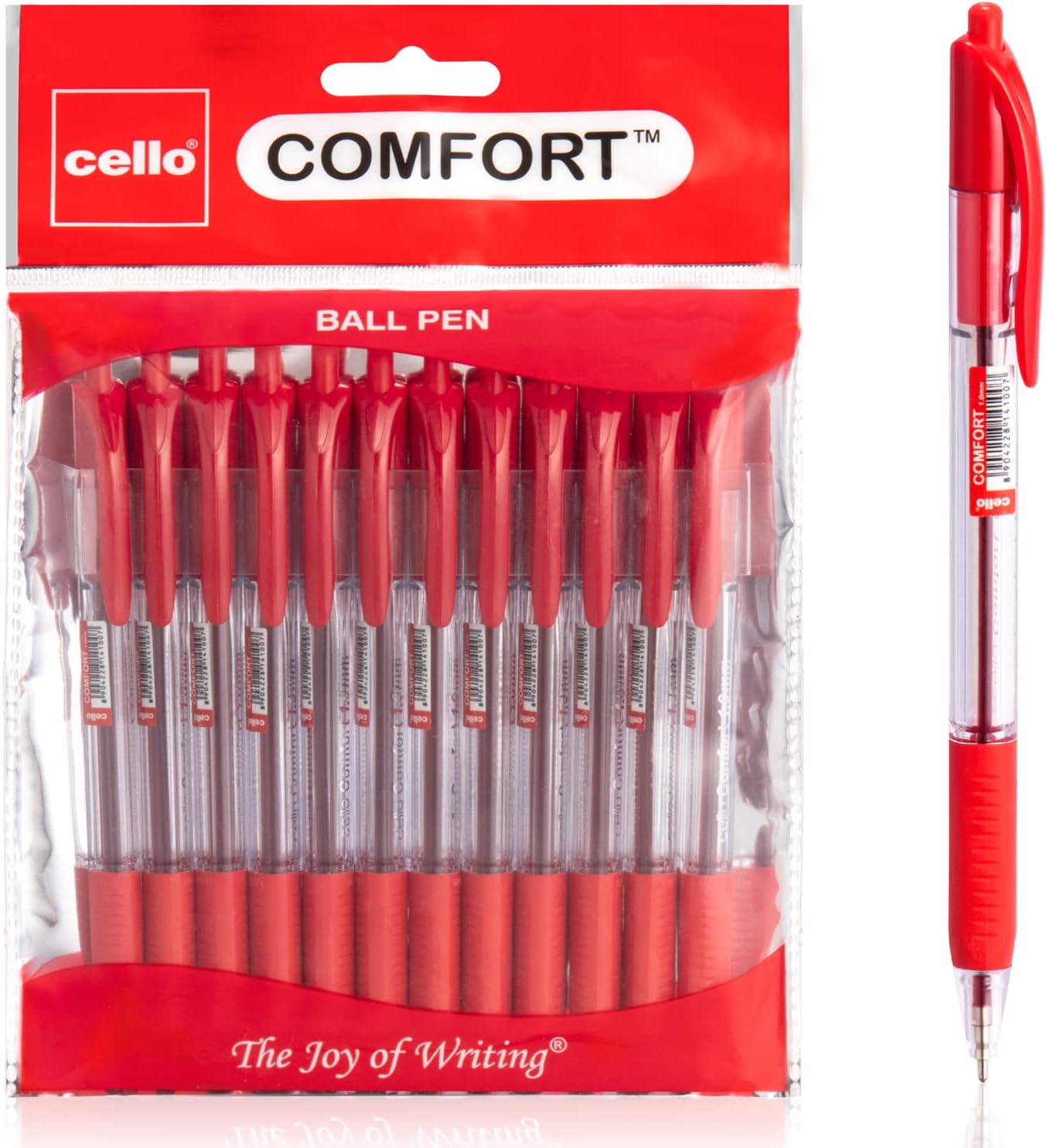 Cello Ballpoint Red Pen, Pack of 12 Ballpoint Pens, Smooth Writing