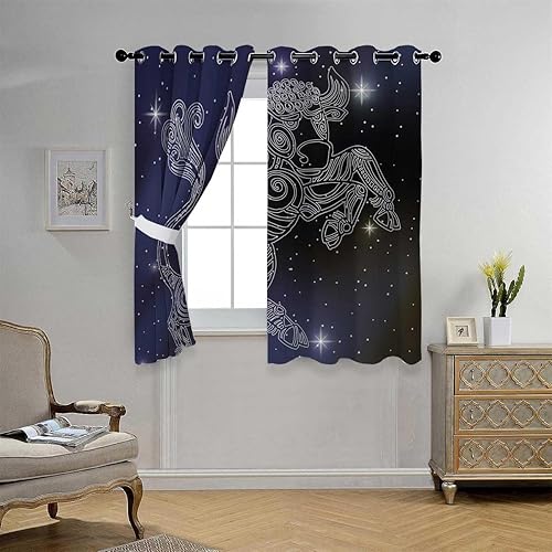 Miniatura 3 de Cortinas para Cuarto Taurus Divisor De Habitaciones Boho Cortinas de 55 pulgadas de ancho por 45 pulgadas de largo, 2 paneles