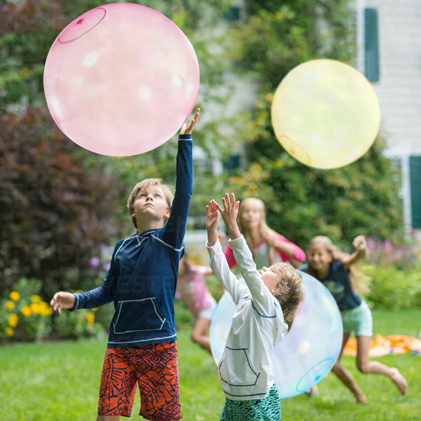 4 bolas de burbujas hinchables, transparentes, reutilizables al aire libre