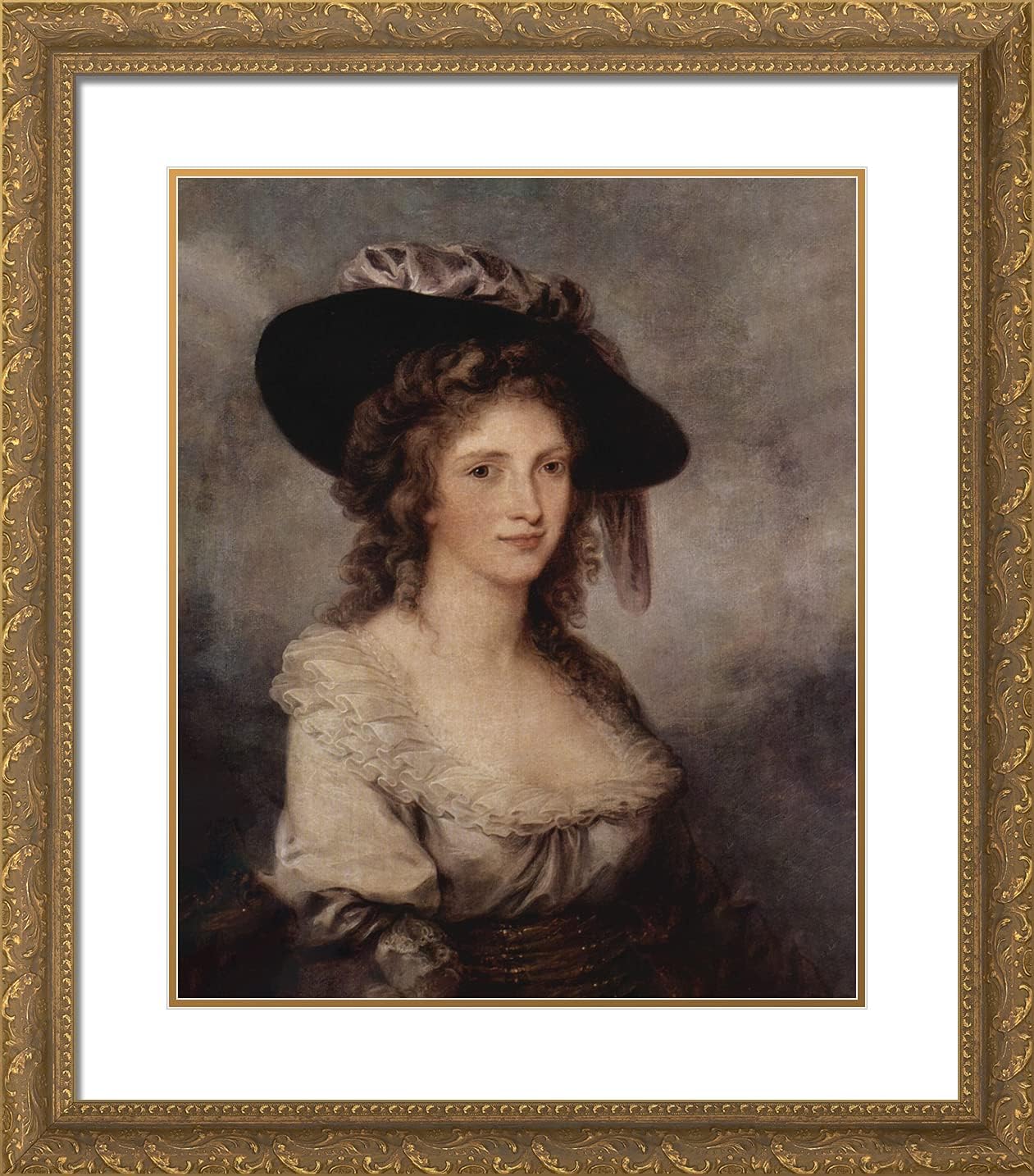 ArtDirect Kauffman, Angelica 20x23 Gold Ornate Framed Art Print with Double Matting Titled: The Duchess of Devonshire's Gossip