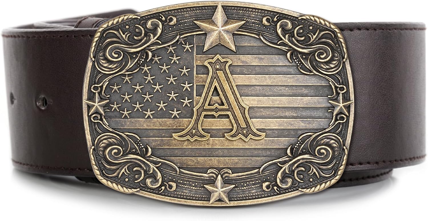 Western Belt Buckle Men Initial Letter ABCDJRM to Z Rodeo Cowboy Belt Buckles for Women - Image 3