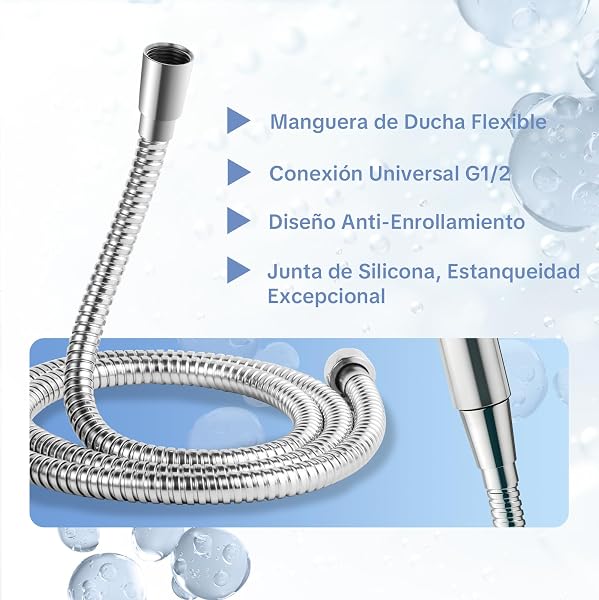 OFFO Alcachofa Ducha con Manguera de 1.6 m, Alcachofa de Ducha con Filtro Antical, Cabezal Ducha Alta Presion con 6 Modos de Chorro, Shower Head Filtración Múltiple, Fácil de Limpiar, Cromo - 5