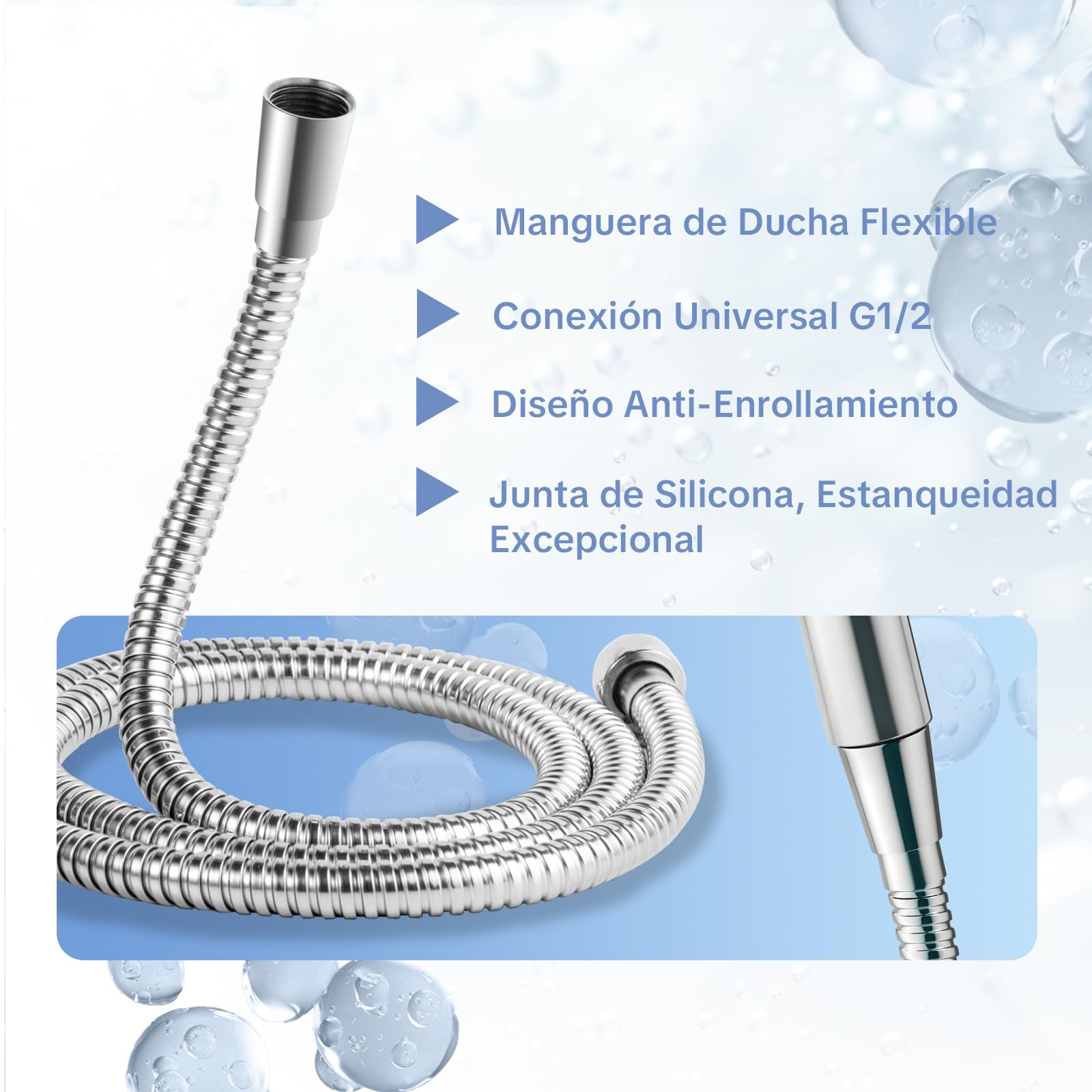 OFFO Alcachofa Ducha con Manguera de 1.6 m, Alcachofa de Ducha con Filtro Antical, Cabezal Ducha Alta Presion con 6 Modos de Chorro, Shower Head Filtración Múltiple, Fácil de Limpiar, Cromo — view 5