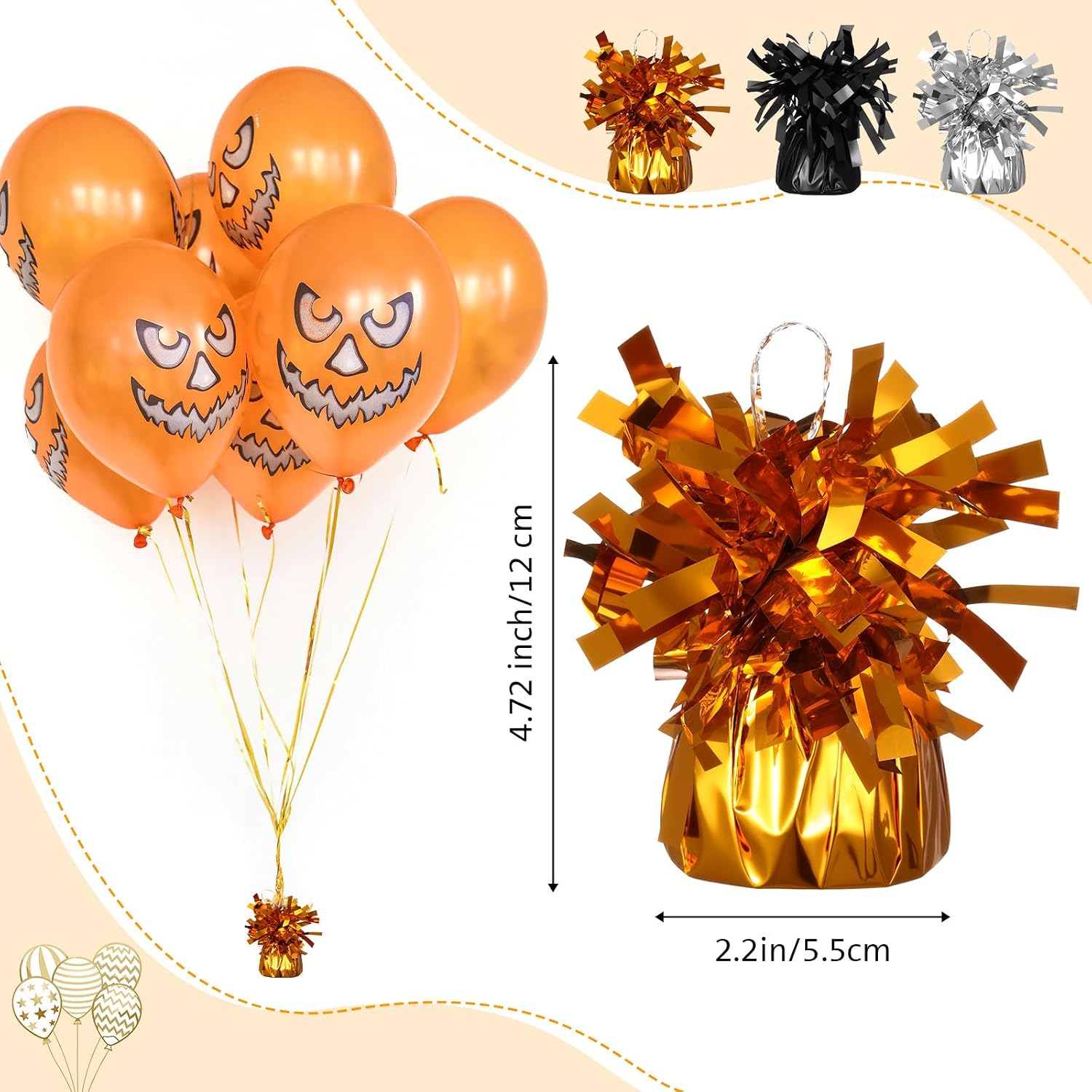 Skylety 12 Pack Metallic Balloon Weights, Party Decorations Weights for Balloons, Birthday New Year Party Favors, Novelty and Gag Gifts, 4.72 inch