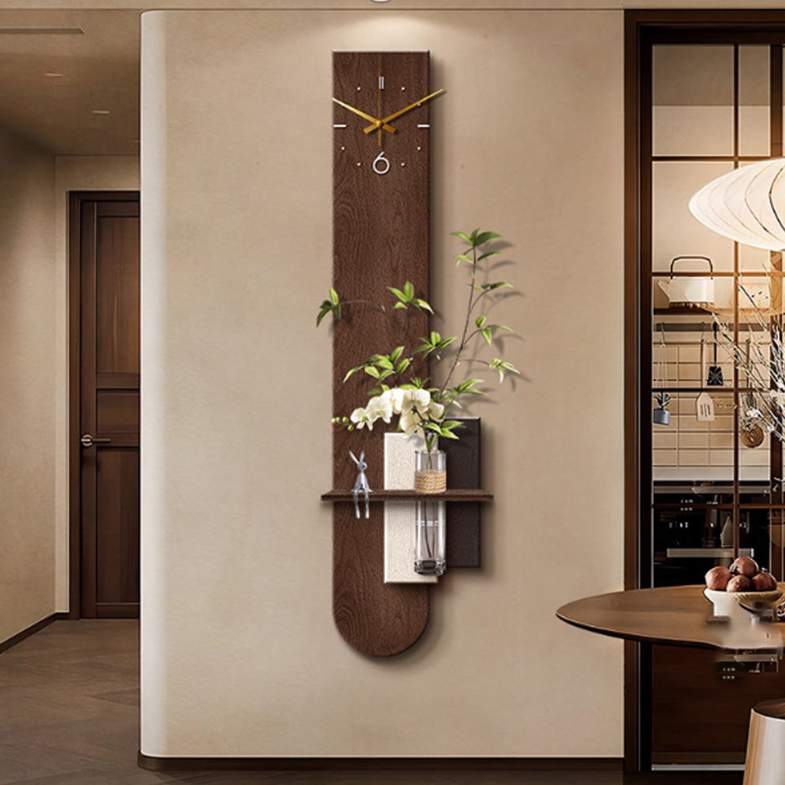 Décoration murale 3D - Horloge géométrique abstraite moderne avec LED - Design silencieux pour chambre à coucher, cuisine et salle à manger - Décoration d'intérieur parfaite