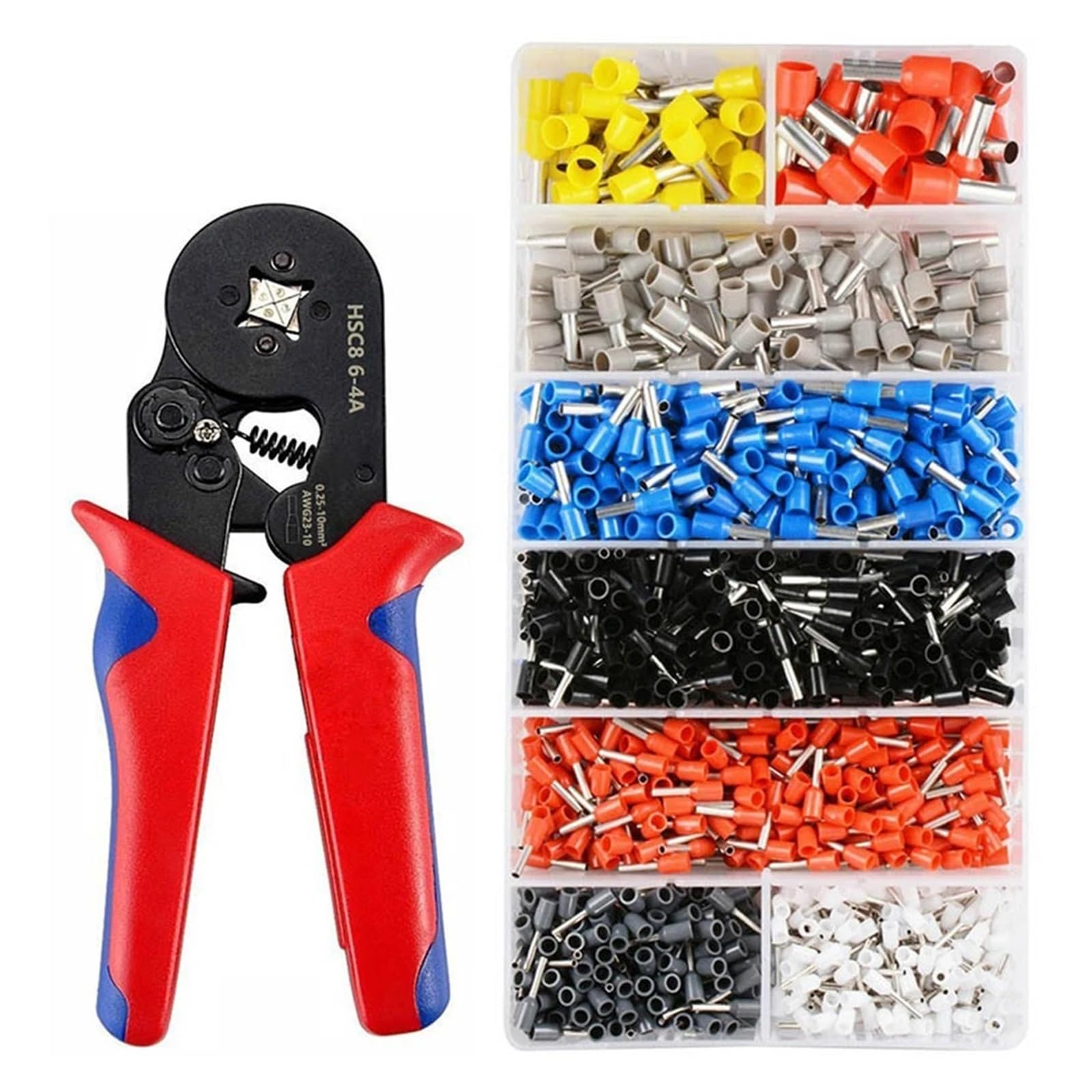 Ferrule Crimper Pliers Set, Wire Ferrule Crimping Tool Kit, Self Adjusting Ferrule Crimping Tool with 1200 Wire Terminals