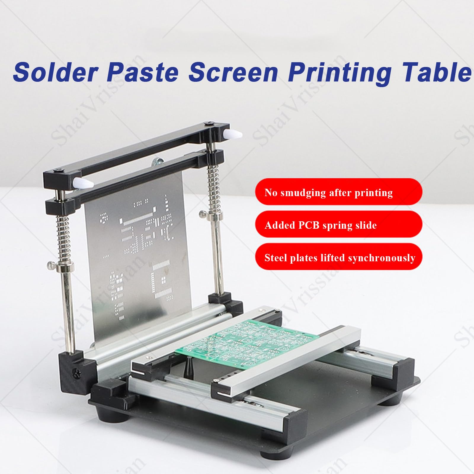 Impresora de pasta de soldadura de malla de acero, impresión de precisión para producción de lotes pequeños, mesa de pasta de soldadura manual de 20 x 20 pulgadas