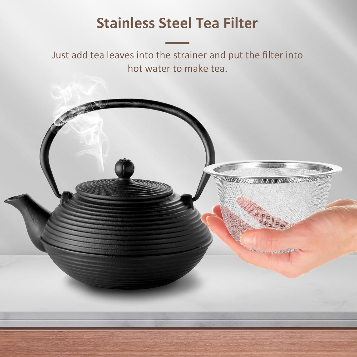 Yardwe Tea Strainer 8 Pack Stainless Steel Tea Filter for Loose Leaf Mesh Infuser for Teapot 2.83 Inch Replacement Infuser Basket for Herbs and Spices