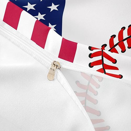 Miniatura 6 de Funda de edredón de bandera estadounidense, juego de ropa de cama de béisbol abstracto de 3 piezas para niños, adolescentes y adultos, decoración de
