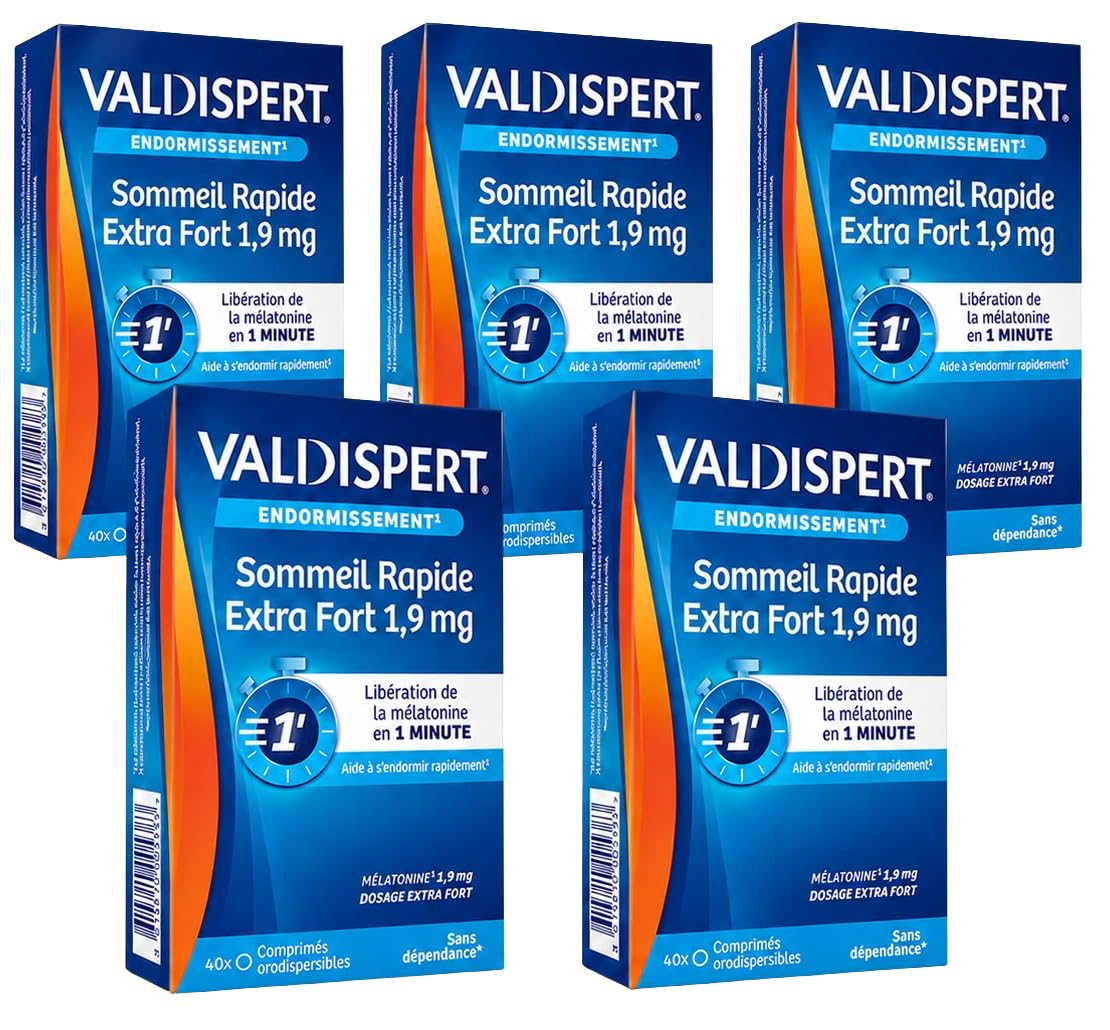 Valdispert Horaires décalés Complexe favorisant l’endormissement Mélatonine orodispersible 1,9 mg Lot de 5 Boites