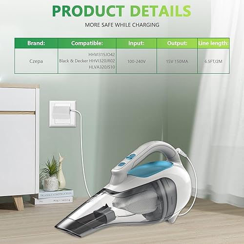 Miniatura 6 de 15V Charger Compatible with Black and Decker Dustbuster Handheld Vacuum HHVI315JO42 HHVI320JR02 HLVA320JS10 90627870 S003AQU1500015