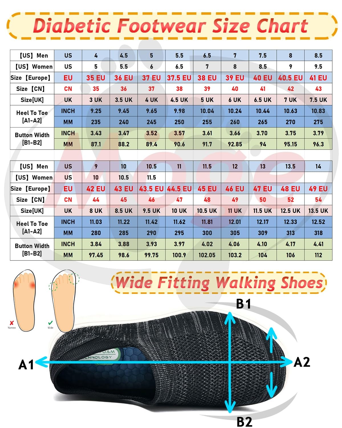 Verbandsschuhe Damen Turnschuhe mit Klettverschluss Diabetiker Schuhe Extra Weit für Geschwollene Füße Orthopädische Slip On Sneakers(Gray,43 EU)