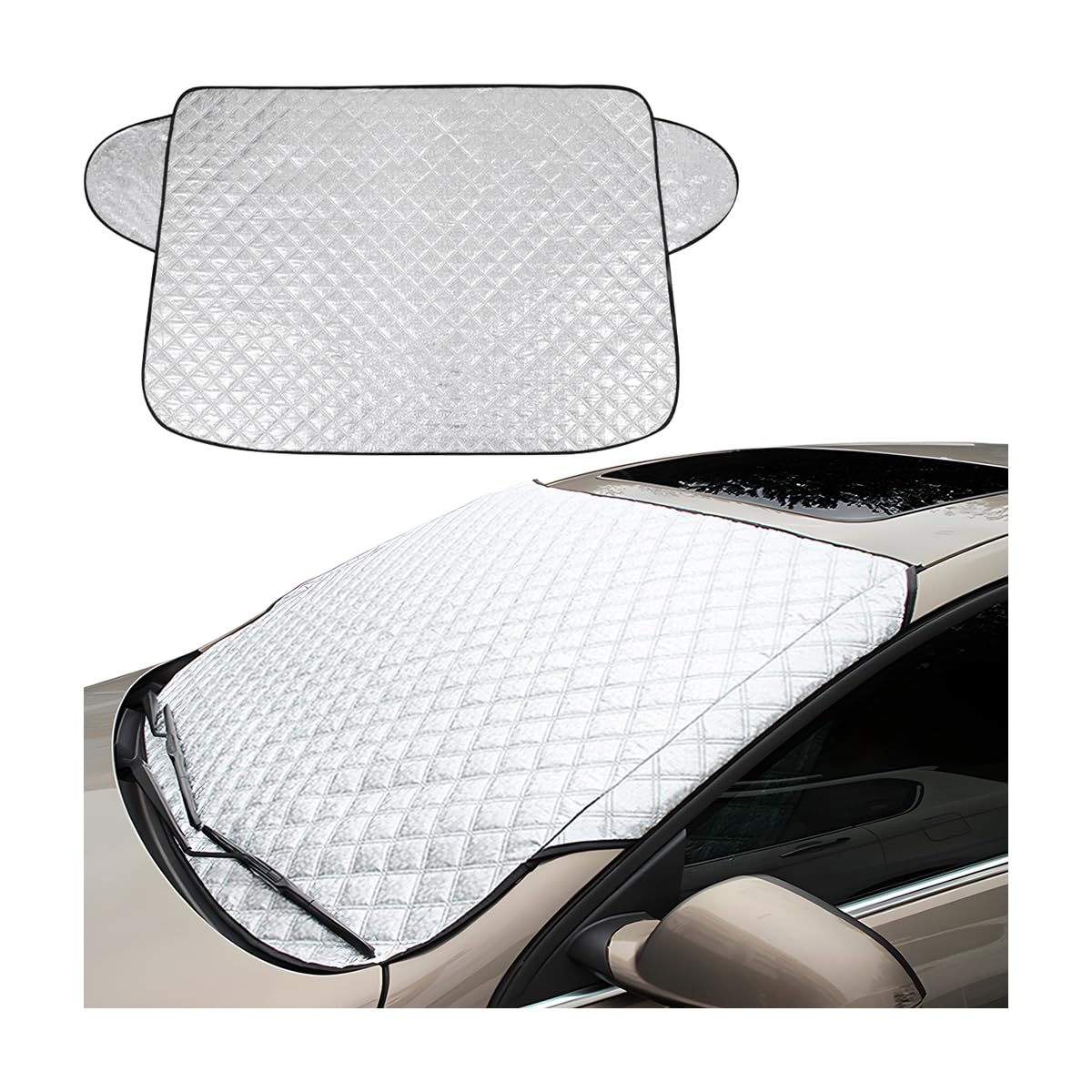 JNNJ Copertura Parabrezza Auto, Copertura Parabrezza Auto Inverno, Anti Gelo Pellicole Protettive Copriauto per Auto, Coperture Pieghevoli del Parabrezza Adatto alla Maggior Parte Veicoli(100x147cm)