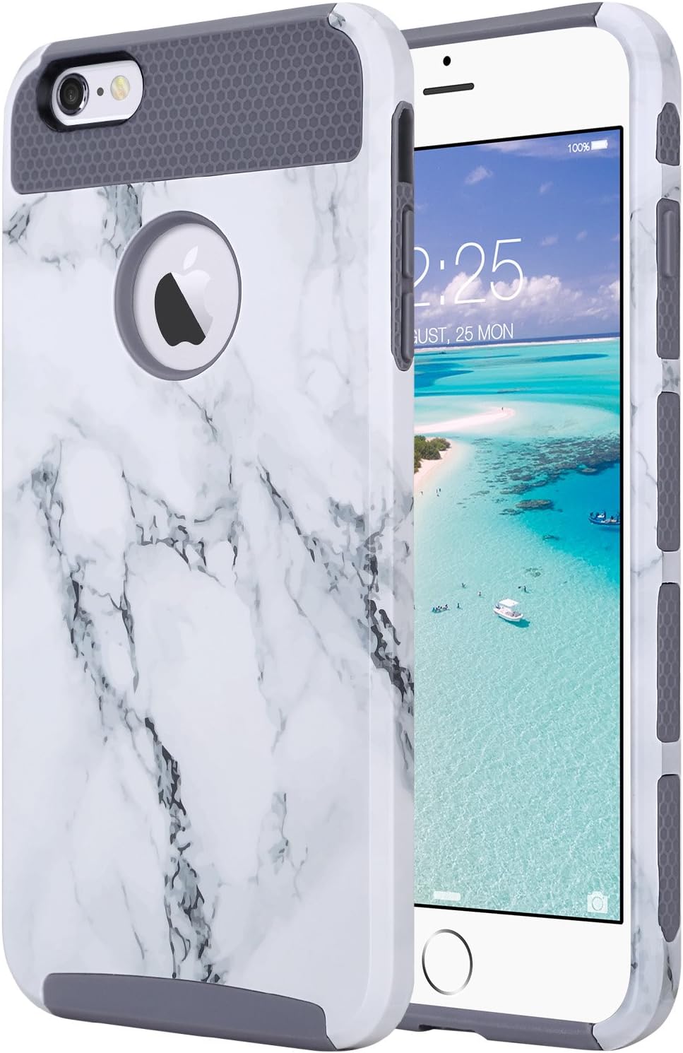 ULAK iPhone 6 Plus Case, iPhone 6s Plus Case, Slim Dual Layer Protection Scratch Resistant Hard Back Cover Shock-Absorbant TPU Bumper Case for Apple iPhone 6/6S Plus 5.5 inch, Artistic Marble