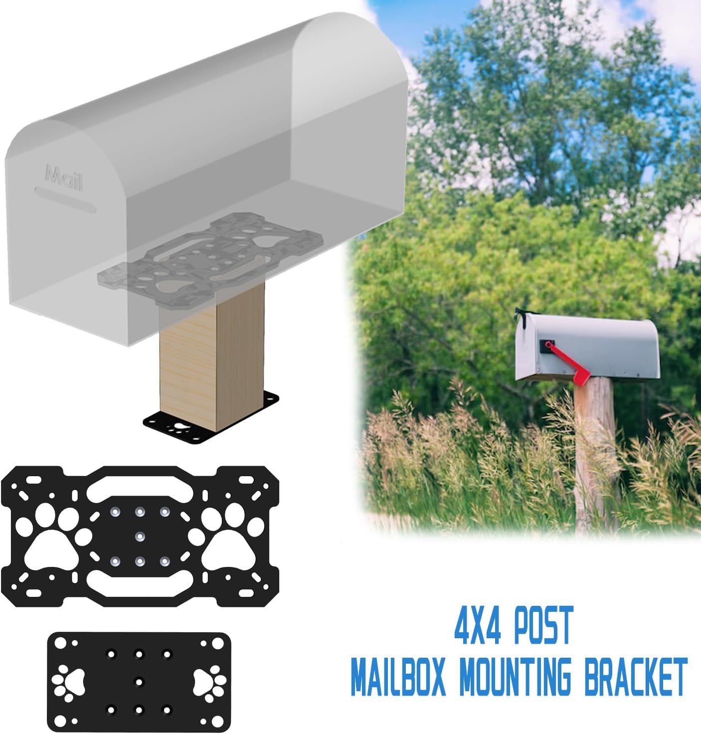 Mailbox Mounting Plate 4X4 Post Mailbox Mounting Bracket Mailbox Mounting Kit Post Mailbox Mounting Kit High Load Capacity in-Floor Mailbox Metal Plate
