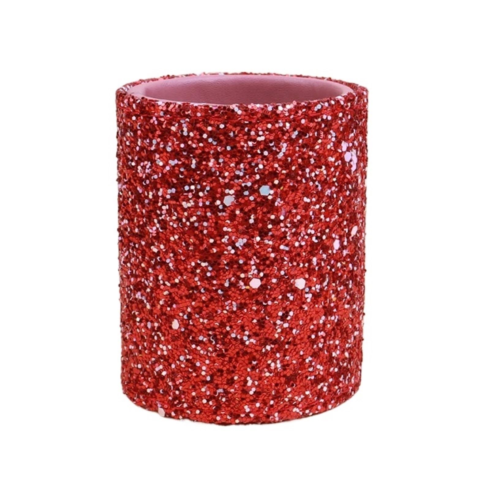 LOVSSU Women Sparkling Makeup Brush Bucket Cosmetic Storage Pen Box Pencil Vase Comb Lipstick Container Home(Red)