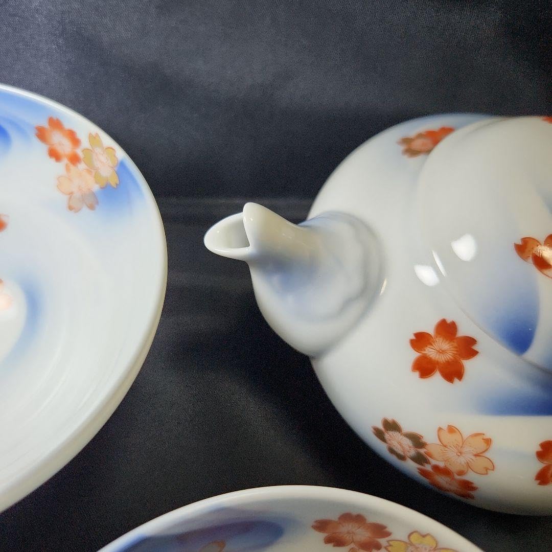 Amazon.co.jp: 深川製磁 花は桜 茶器揃 急須 湯呑 瓢型仙茶碗 金彩 