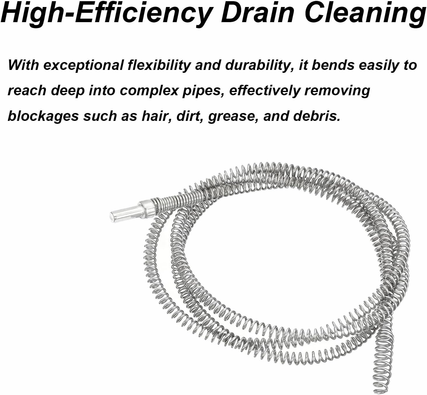SagaSave Heavy Duty Drain Auger Snake Cable with Drill Adapter, Flexible Steel Plumbing Snake for Clog Removal, Fit for Household Sinks Bathtubs and Toilets, 5m/16.40ft