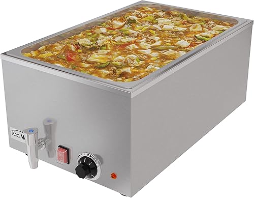 Miniatura 14 de KoolMore Calentador de alimentos comercial Bain Marie para encimera, estación de sopa y servidor de mesa de buffet con tres secciones de servicio y