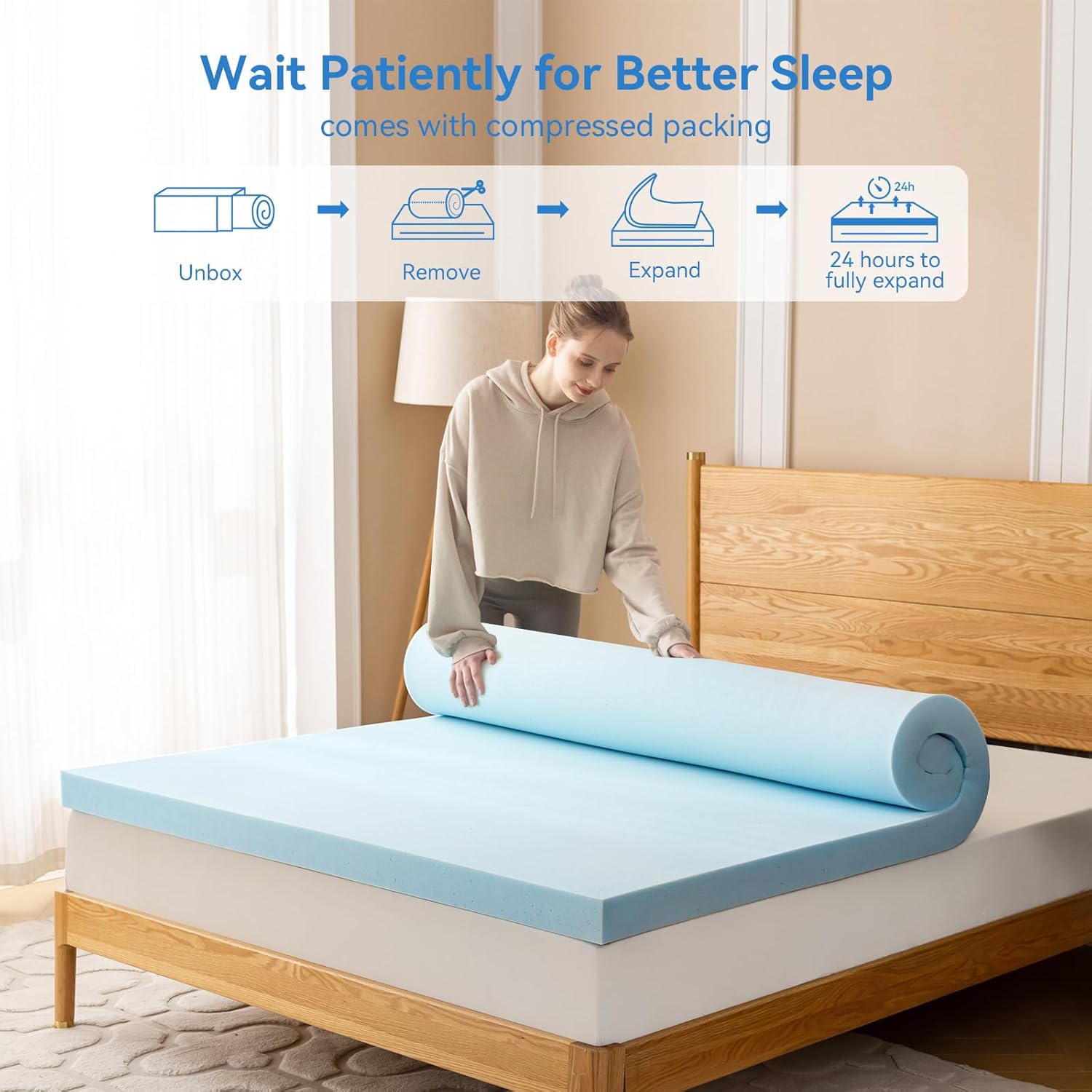3 inch Full Gel Memory Foam Mattress Topper Ventilated Soft Mattress Pad, Bed Topper, CertiPUR-US Certified, Full Size