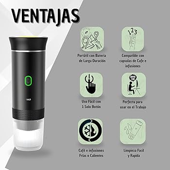 SOUTH AREA Cafetera Portátil 3 en 1 Compatible con Cápsulas Originales Ness-preso, Dolce-Gusto y Café Molido – Mini Máquina de Café Eléctrica con Calienta Agua –Capsulas Grande y Pequeña5