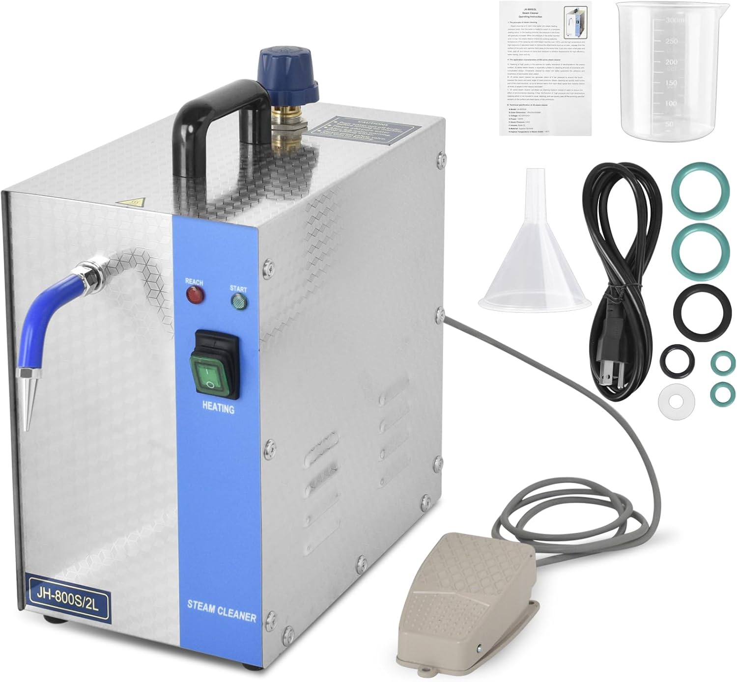 Jewelry Steam Cleaner Machine, 1300W 2L, 304 Stainless Steel with Water Full Alert and Overheat Protection, Eco-Friendly, Ideal for Cleaning Models, Jewelry, and Parts