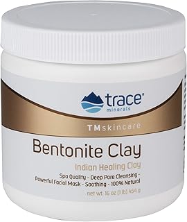 Trace Minerals | TMSkinCare Bentonite Clay | Indian Clay | Provides Minerals for All Types of Skins | 16.0 Ounce