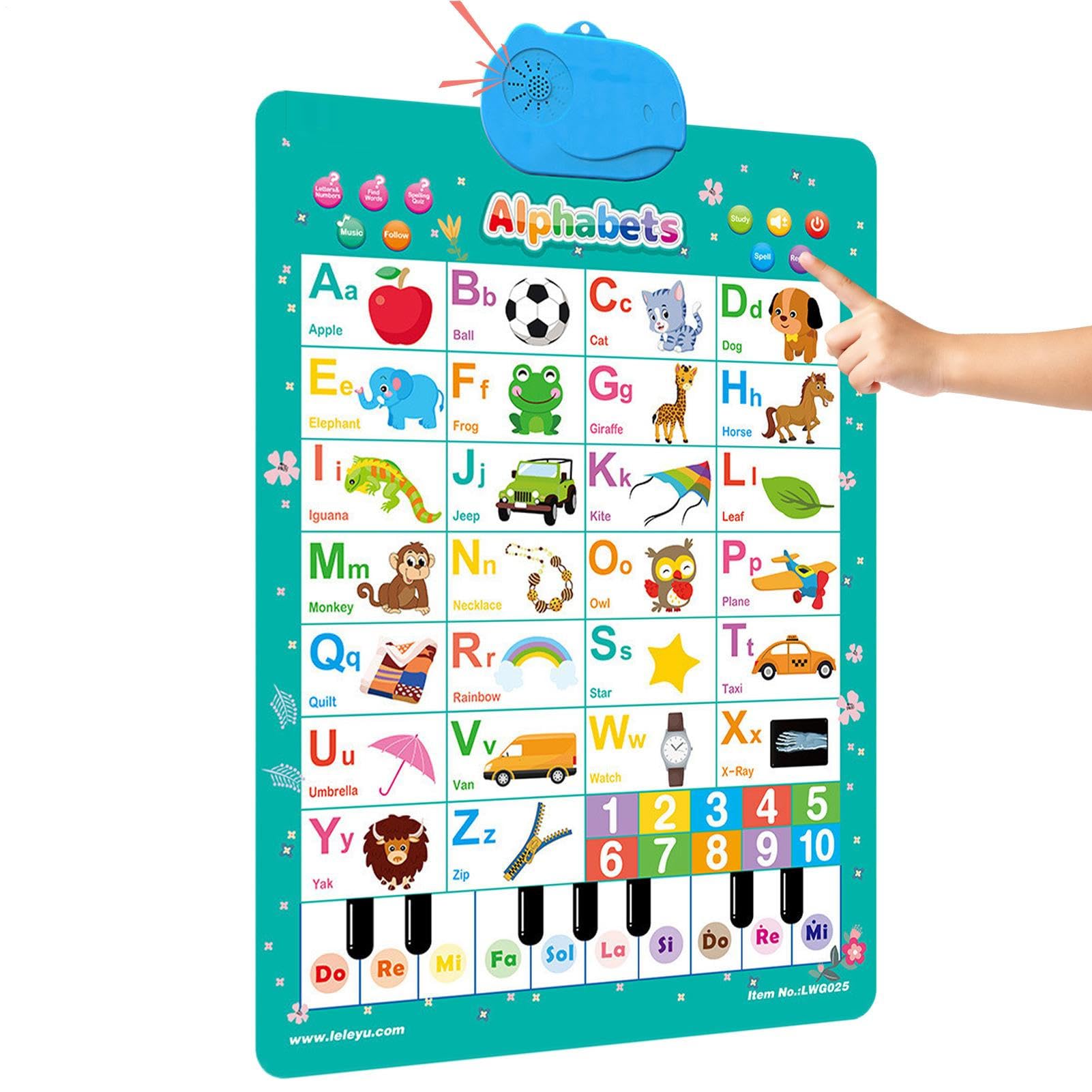 Elektronisches Alphabet-Wandtafel, interaktives Lieder, Klavierspiel, Zahlen, Tier, Wortschatz, Kinder, Lernposter, für Kinder im Alter von 1–6 Jahren, , Mädchen, Kindergarten, Schule