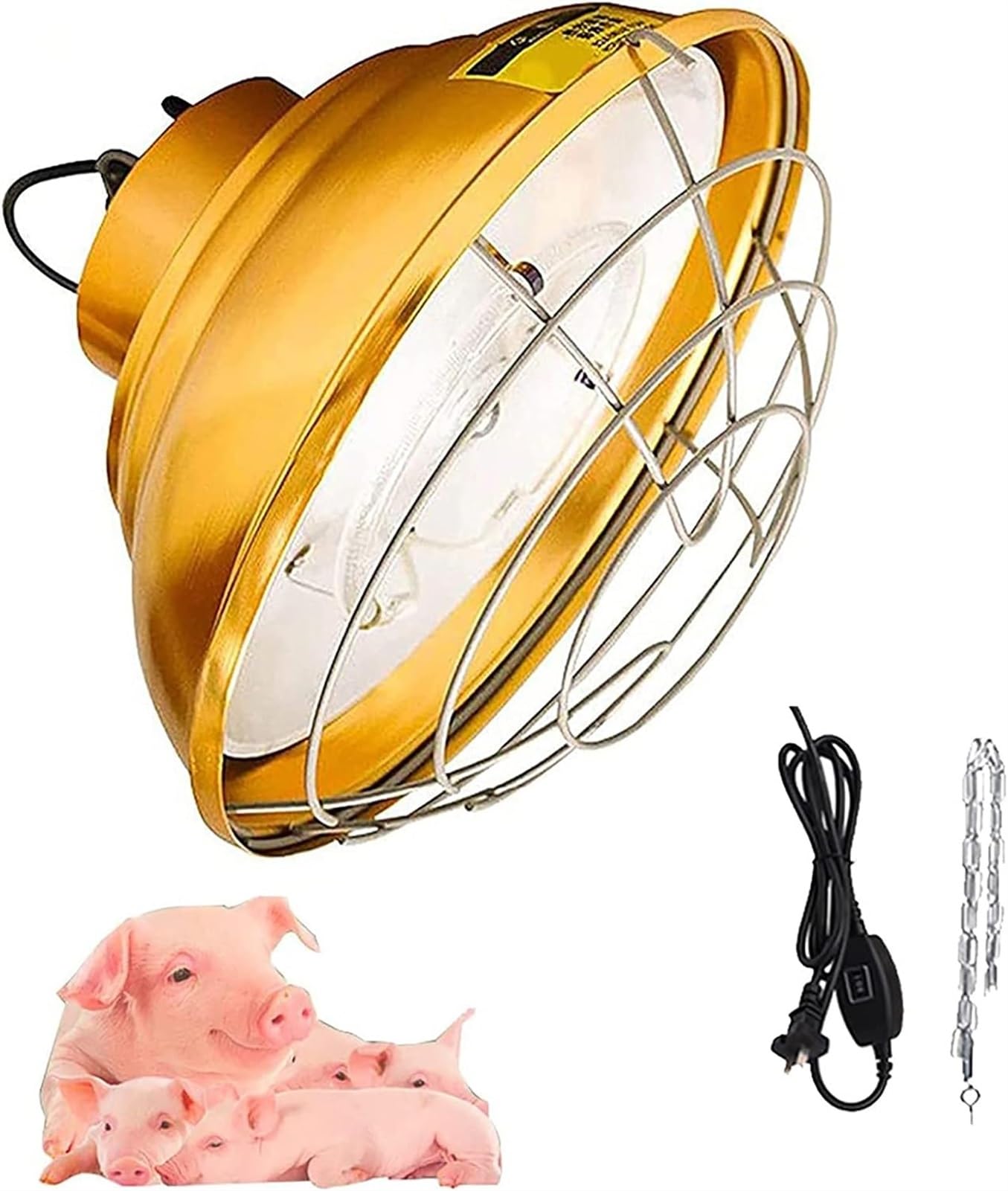 Lampa Na Podczerwień dla Piskląt, Lampa Na Podczerwień Na Podczerwień dla Drób, Ogrzewanie Lampy dla Hodowcy Z 2 Marszami, Regulowana Temperatura I Metalowa Siatka Ochronna, Idealna