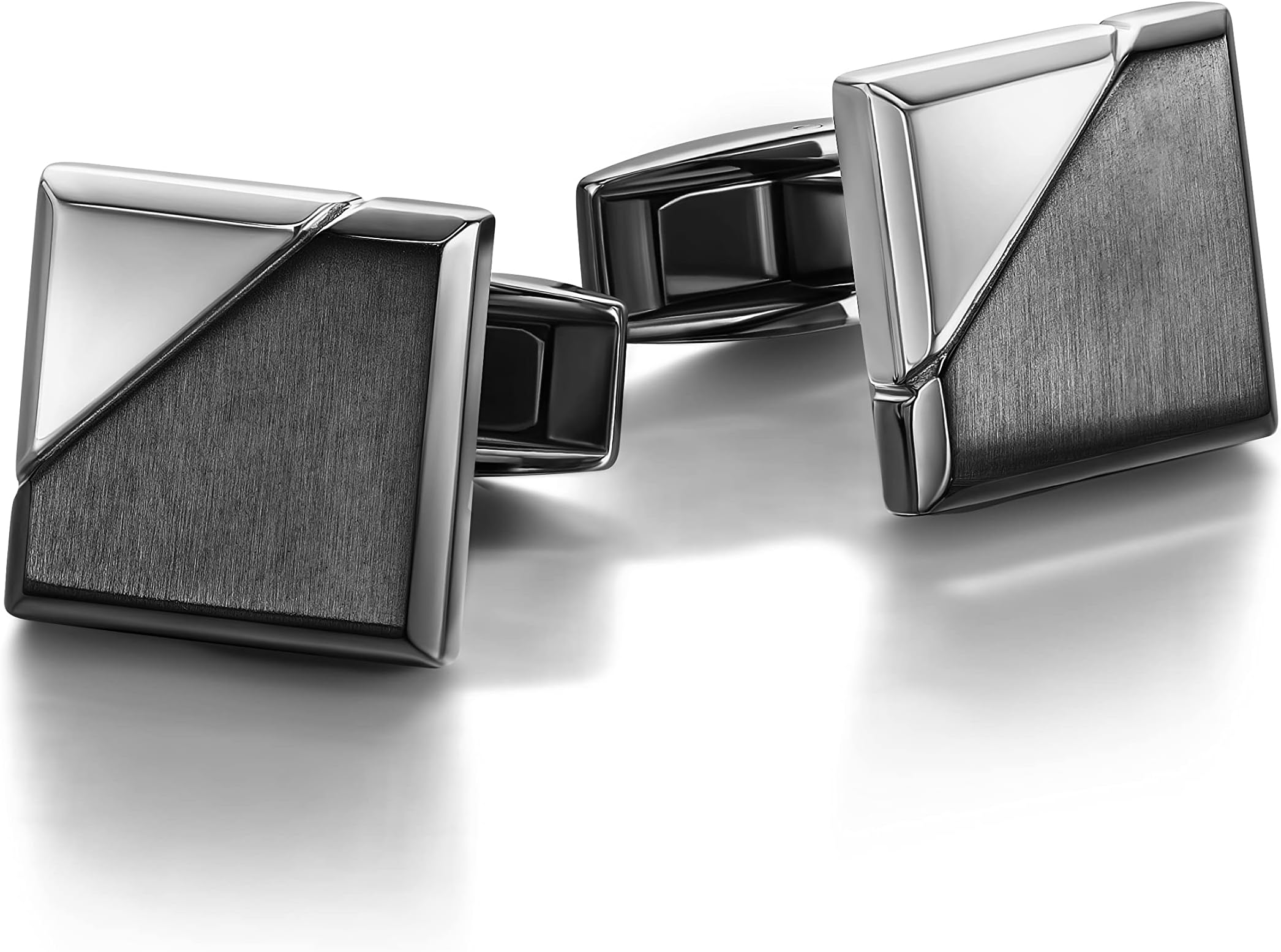 ColibriEquinox Cufflinks For Men - Steel/Rose gold/gunmetal - Designer Cufflinks with Pivoting Whale Back Closure - Gift Box