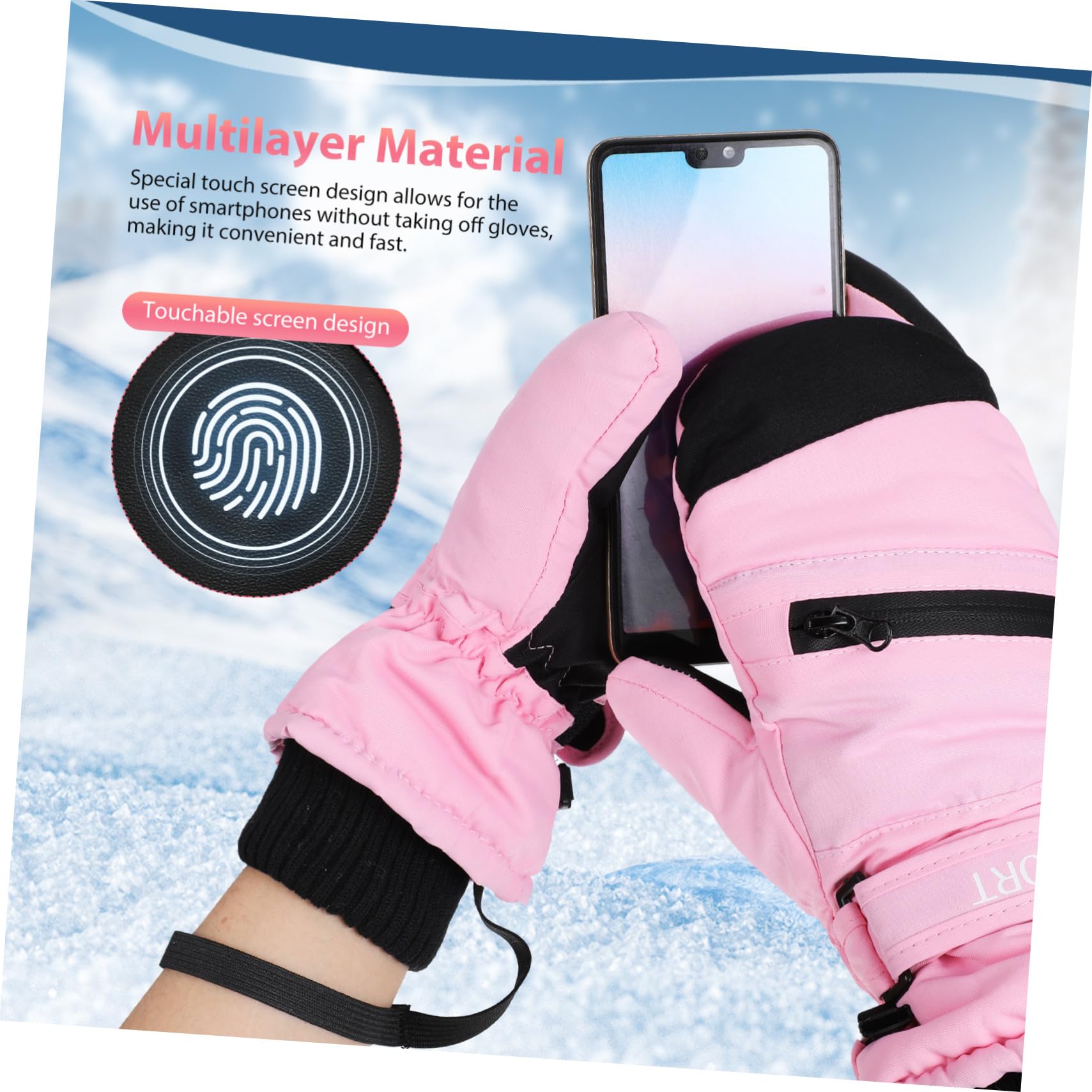 TOYANDONA Guanti Neve Impermeabili e Antivento Guanti Termici Invernali Touchscreen per Sci Escursionismo Corsa e Passeggiate all