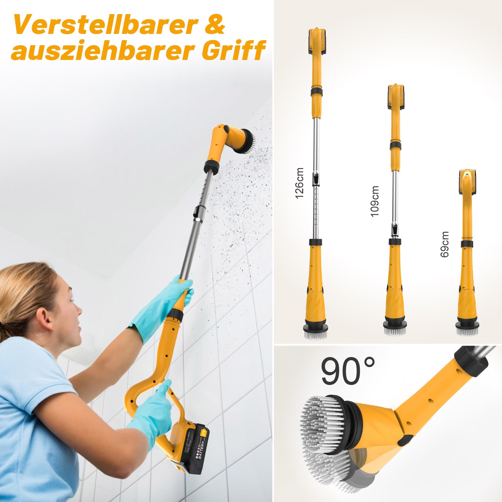 Qimedo Brosse de nettoyage électrique 1500 tr/min, IPX7, 8 têtes, sans fil
