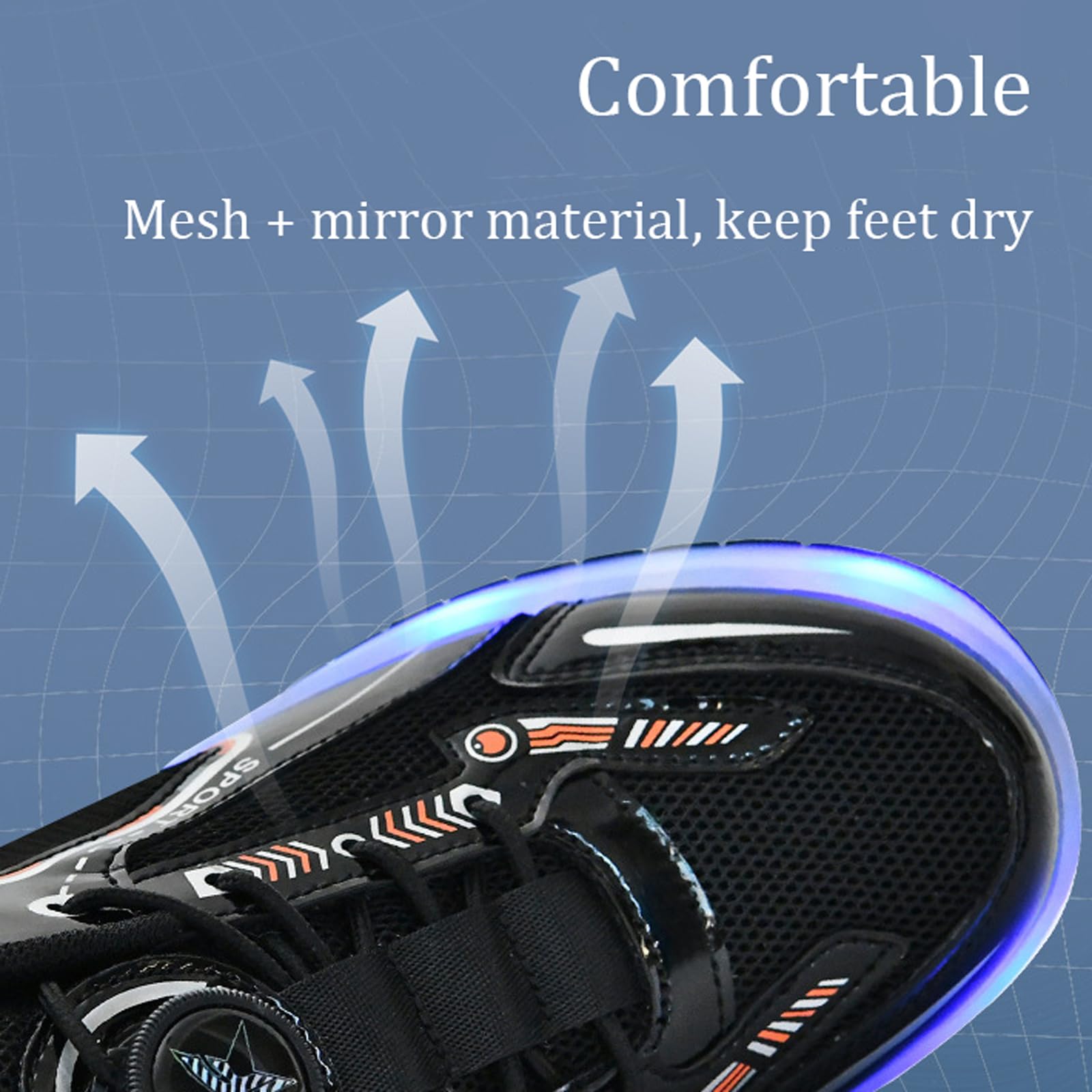 Wrotki LED buty, buty treningowe z podwójnymi kółkami, buty do jazdy na rolkach, oddychająca siatka, ładowanie USB, 7 kolorów światła, obrotowe sznurowadło, prezenty dla chłopców i