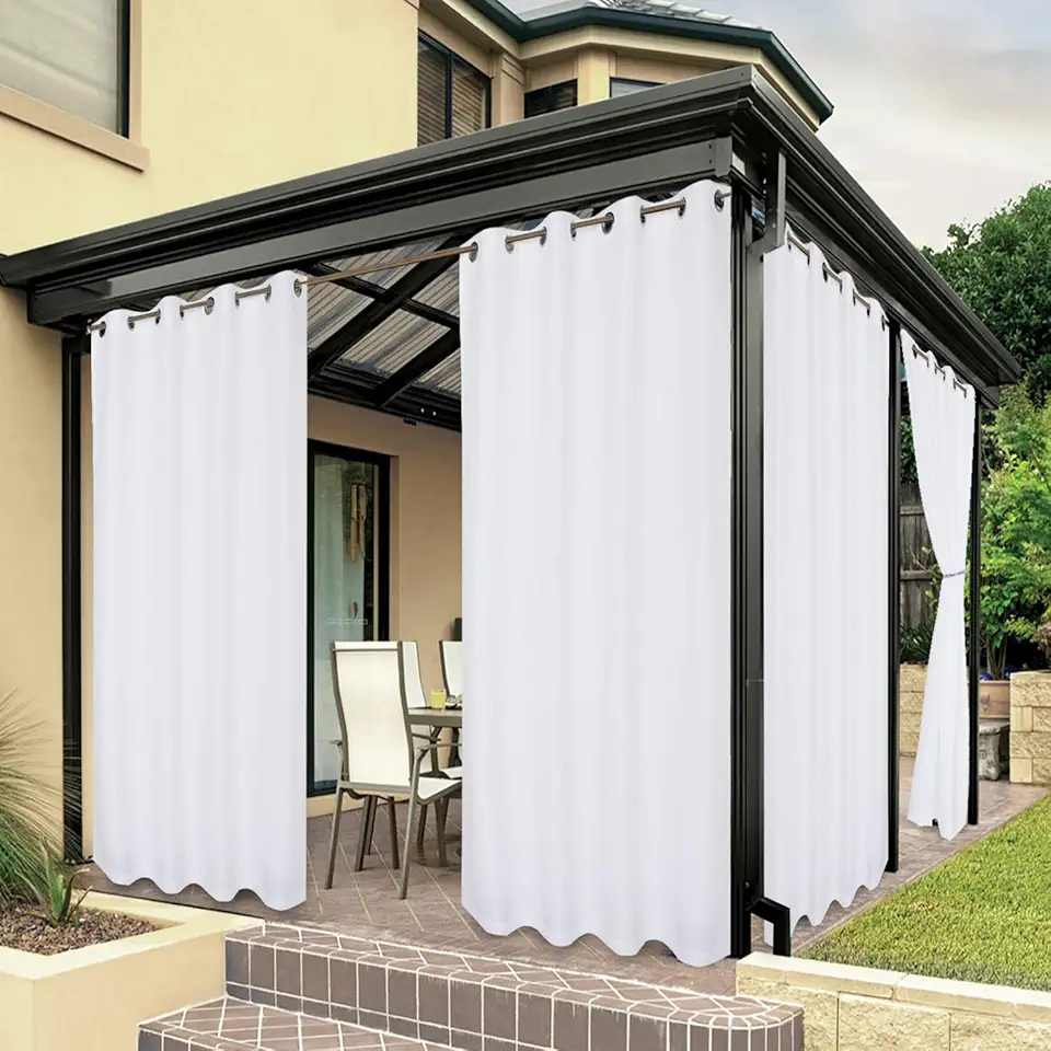 BONZER Cortinas externas à prova d'água para pátio, privacidade grossa premium, à prova de intempéries, cortinas externas para varanda, gazebo, deck, 1 painel, 137 cm L x 213 cm C, branco