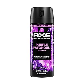 AXE Fine Fragrance Collection Body Spray Purple Patchouli 72 Hour Freshness Aluminum Free 2.9 oz