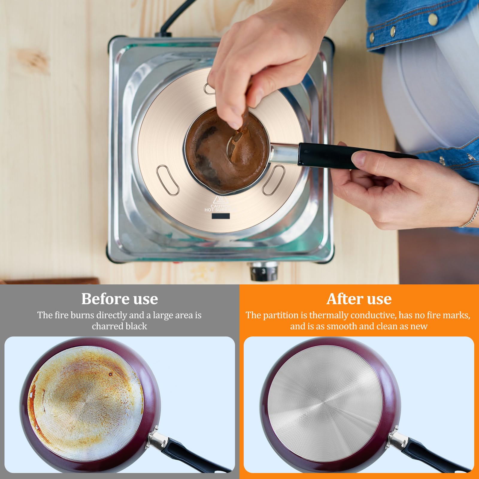 Plaque Diffuseur De Chaleur 16 Cm Acier Inox - Compatible Induction & Gaz - Poignée Amovible - Économie D'Énergie