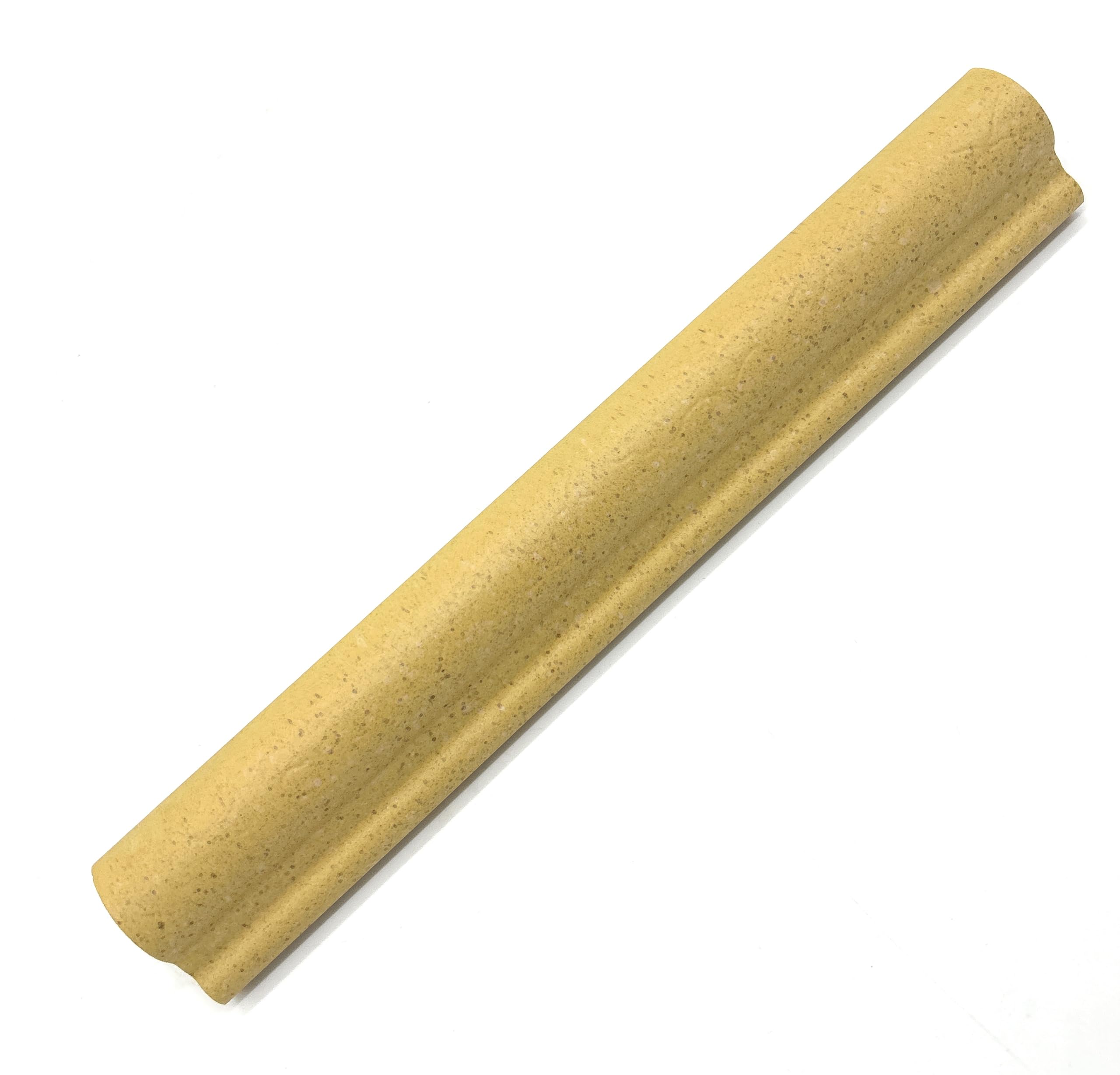 Ceramica Monica Torello Art. 31065 - Set 12 Pezzi Listello Sagomato da Rivestimento 5x33 cm Spessore 10mm, Torello in Ceramica Giallo Senape Ocra Opaco Effetto Puntinato Materico, Made in Italy