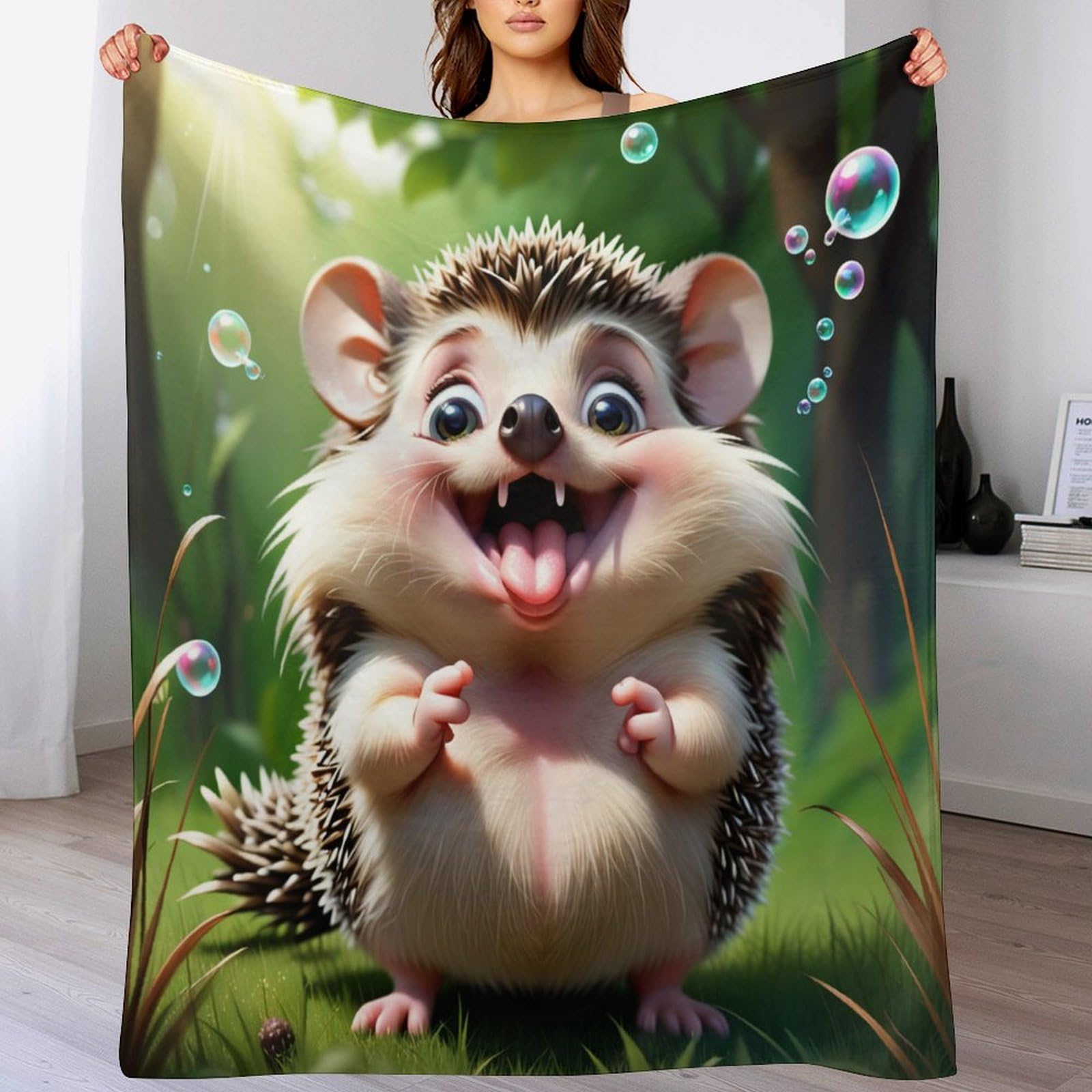 Couverture canapé hérisson anti-froid en flanelle douce 150x200cm