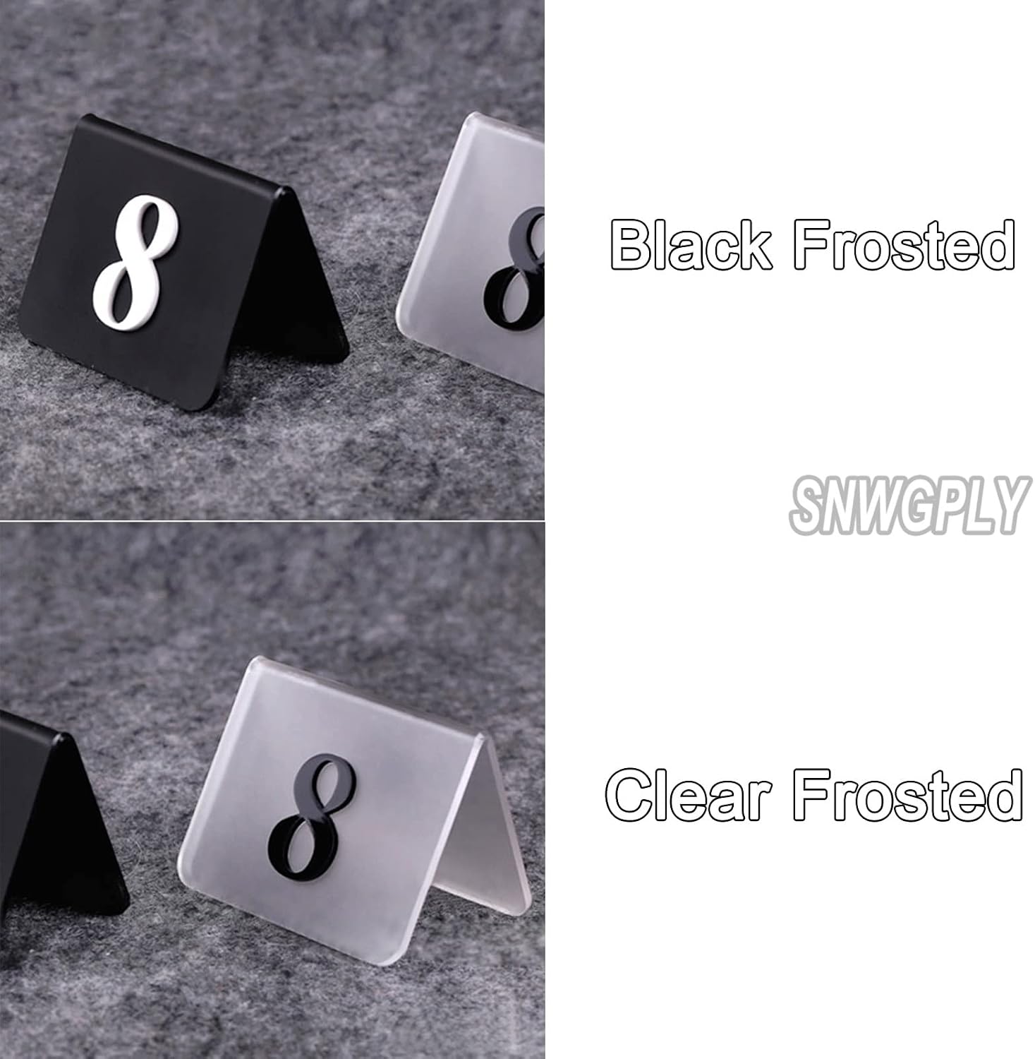 Acrylic Table Cards Black/clear, Tent Style Tabletop Number Sign,Not Easily Deformed, 85x65mm Place Cards Frosted Surface, For Restaurants, Parties, Weddings ( Color : Clear Frosted , Size : 1-25 )