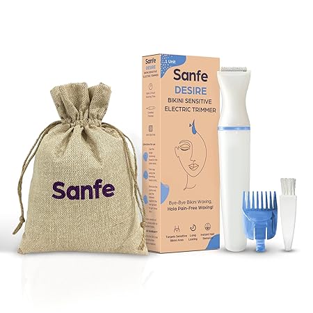 Sanfe Desire Bikini Sensitive Electric Trimmer for Perfect Bikini Line for Women | Painless & Smooth Hair Removal | No Cuts and Bumps | Upto 2 Hours Running Time