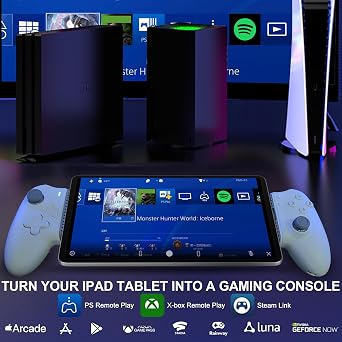 Crotrain Type C Mobile Gaming Controller for iPad and Tablet (Within 6.7-11) USB C Game Gamepad with Hall Joysticks/Hall Trigger/Turbo/Back keys, Streaming on PS5/PS4/Xbox/PC, Cloud Gaming Controller