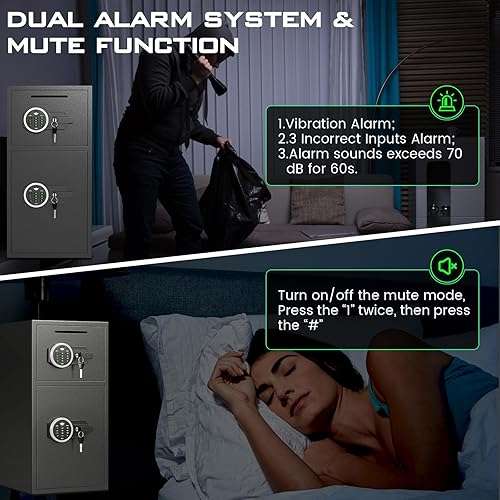 Miniatura 7 de Caja fuerte grande para el hogar, resistente al fuego, impermeable, 6.0 Cub Money Safe con ranura para caídas y caja de almacenamiento de metal,