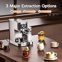 Vista 4 de Máquina de café expreso, máquina de capuchino de 20 barras con espumador de leche automático, cafetera de un toque para café con leche con filtros