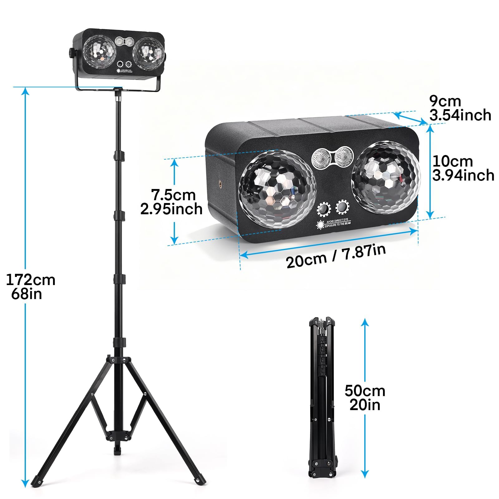 Luces de discoteca, luz LED de DJ 6 en 1 con soporte de trípode, luz estroboscópica colorida para DJ con sonido activado, adecuada para luces de fiesta, discoteca interior, cumpleaños, clubes en casa