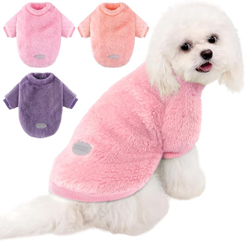 Roupas para Cães Pequenos com Fleece Coral e Faixa Refletiva BAOBICUTE, Pacote com 3