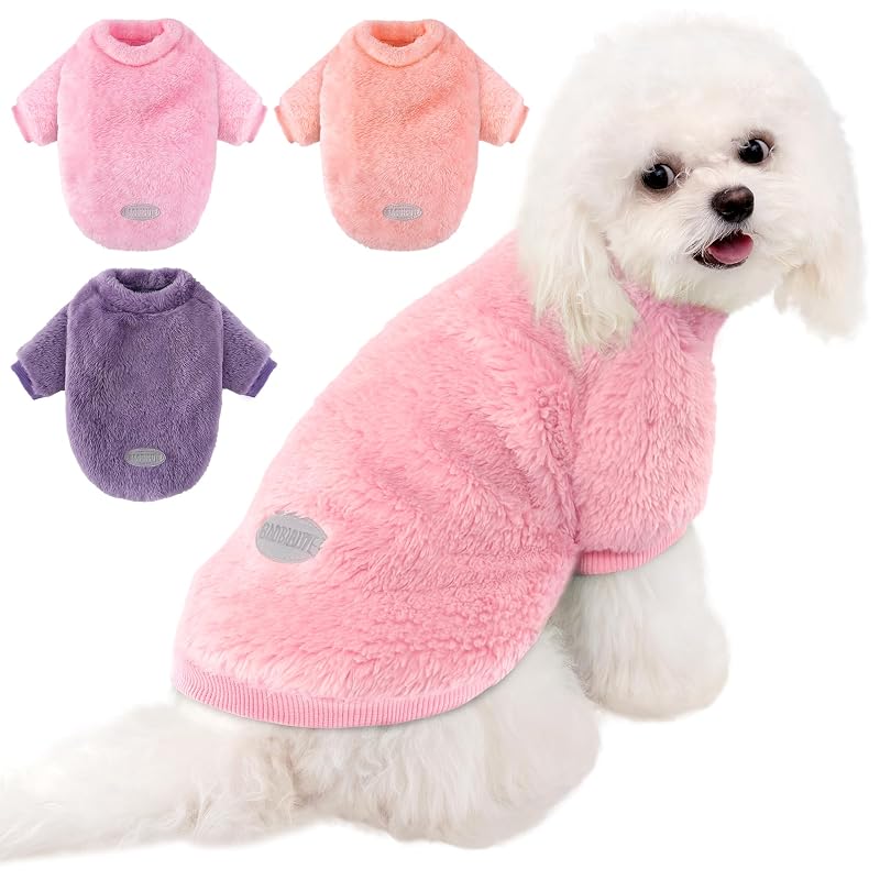 Roupa Suéter para Cães Pequenos com Faixa Refletiva BAOBICUTE, Pacote com 3, Tamanho L