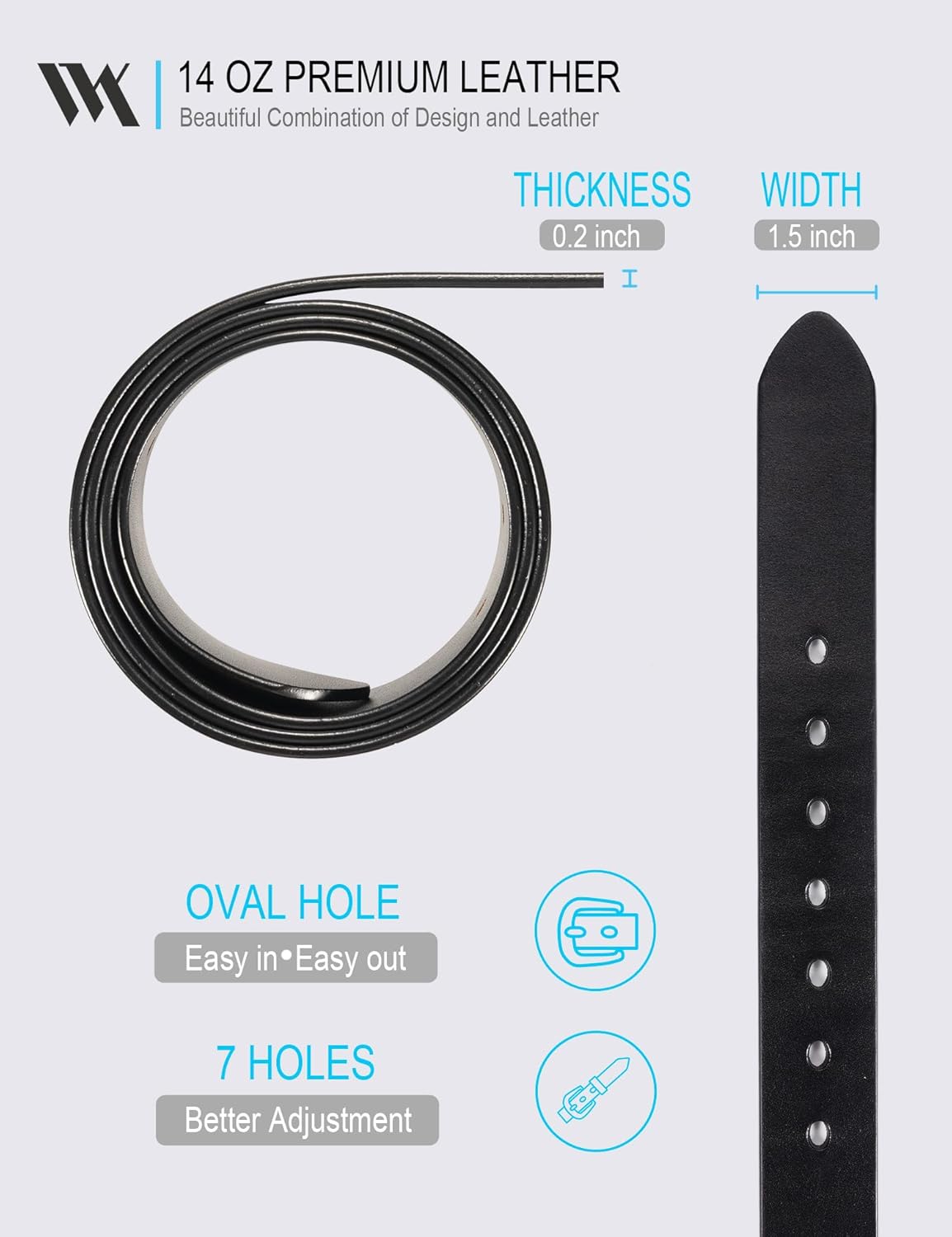 WOLFANT Thicken Full Grain Heavy Duty Belts for Men,100% Italian Real Solid Leather - Image 4