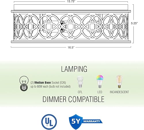 Miniatura 4 de Kira Home Blythe - Lámpara de techo rústica de 17 pulgadas con 3 luces y pantalla de tambor de jaula de metal, acabado blanco antiguo
